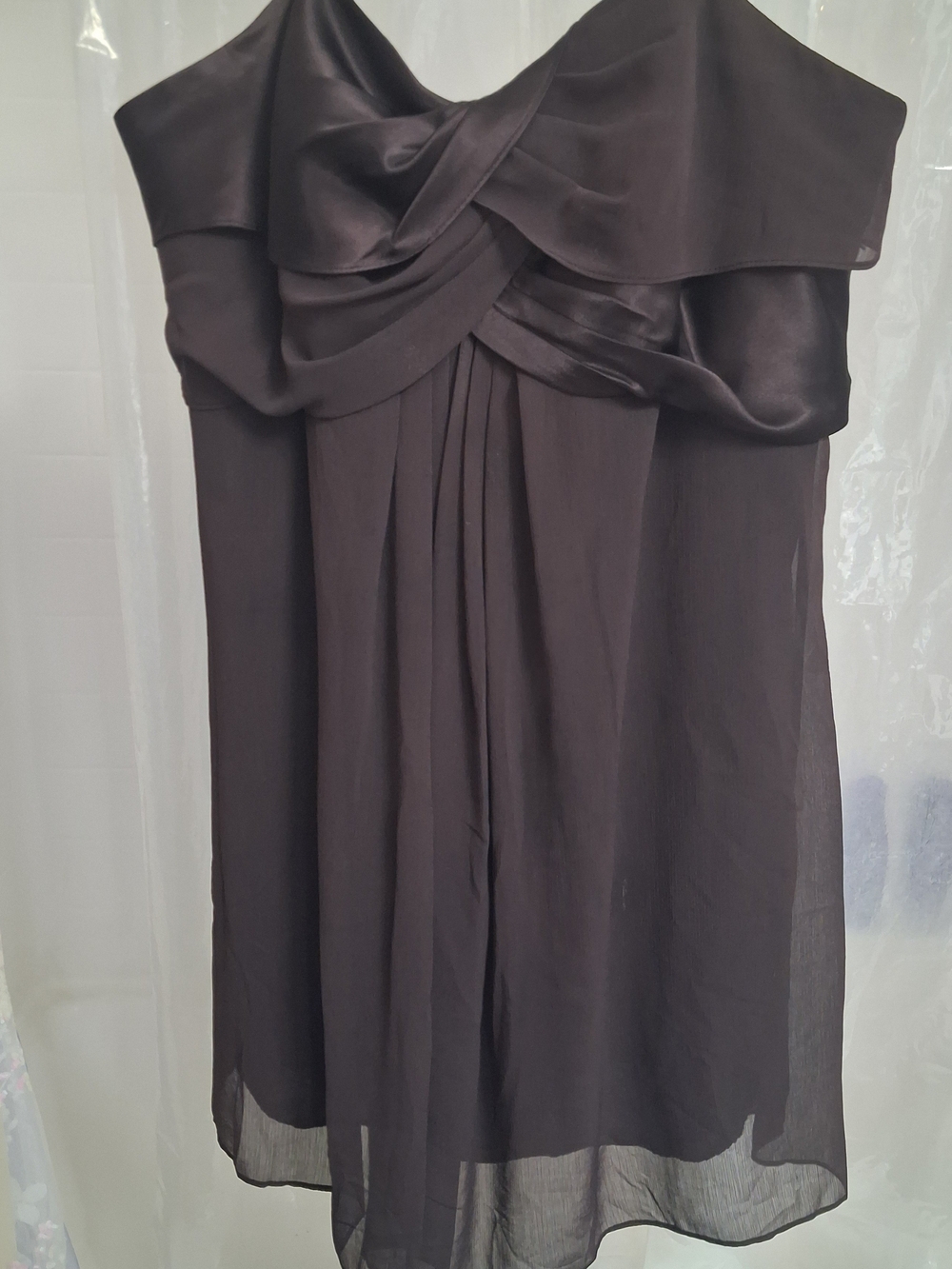 Strapless Brown Chiffon Evening Dress